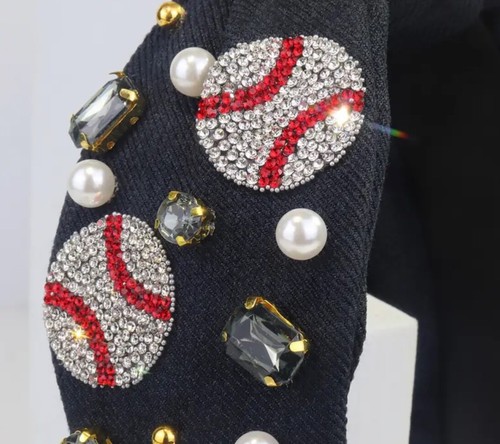 Baseball Bling & Rhinestones Headband Adult Size 2-Sided Design NEW - Picture 8 of 16