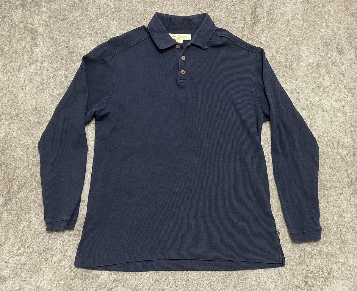 Tommy Bahama Silk 72% Blend Blue Collared Polo Knit Shirt Men