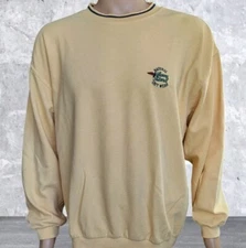 Vintage Sunny Island Sweater Mens Large Yellow Ribbed Pullover Sailing USA Made