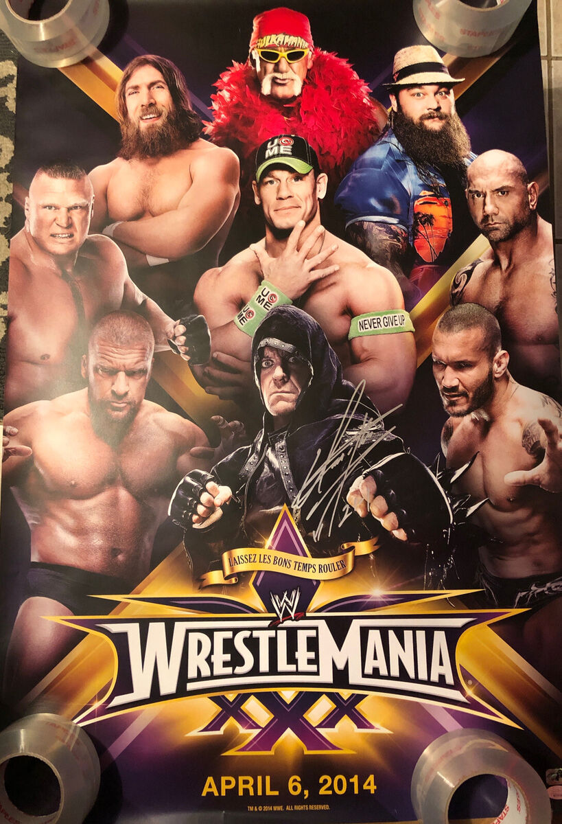 WWE Wrestlemania 30 Poster Signed By Undertaker with 21-1 WWE Wrestlemania 30 Poster Signed By Undertaker with 21-1