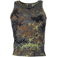 MILITARY MENS TANK TOP COMBAT VEST ARMY SINGLET BW FLECKTARN CAMOUFLAGE S-XXL