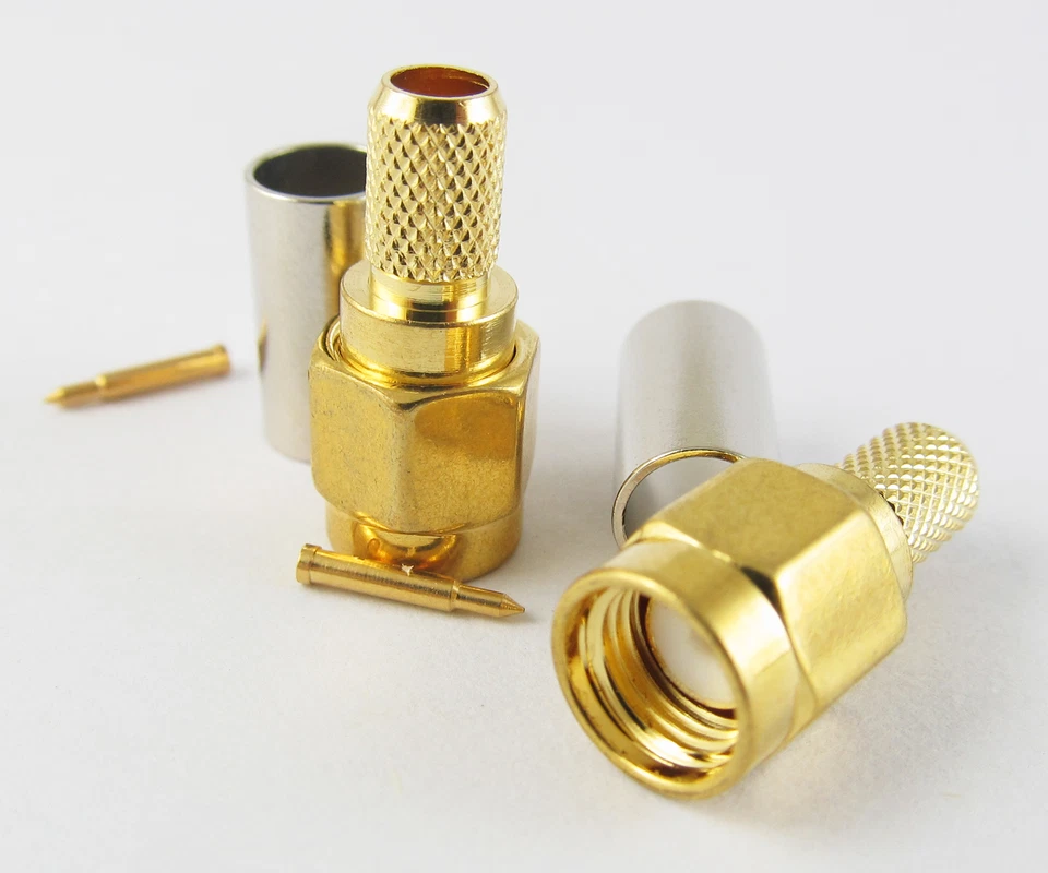 10pc SMA Male Plug Straight Crimp for RG58 RG142 RG223 RG400 LMR195 RF Connector - Image 2 of 4