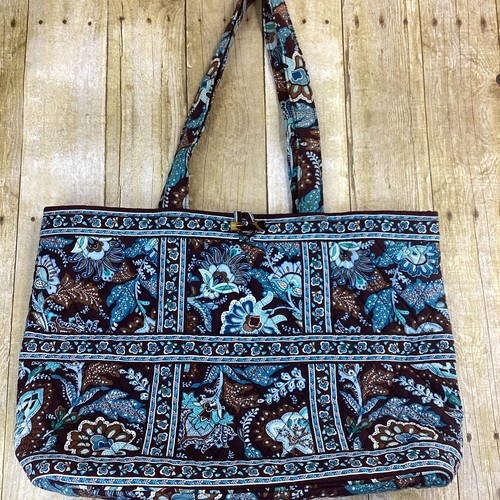 Vera Bradley Tote Shoulder Bag Retired Java Blue Large