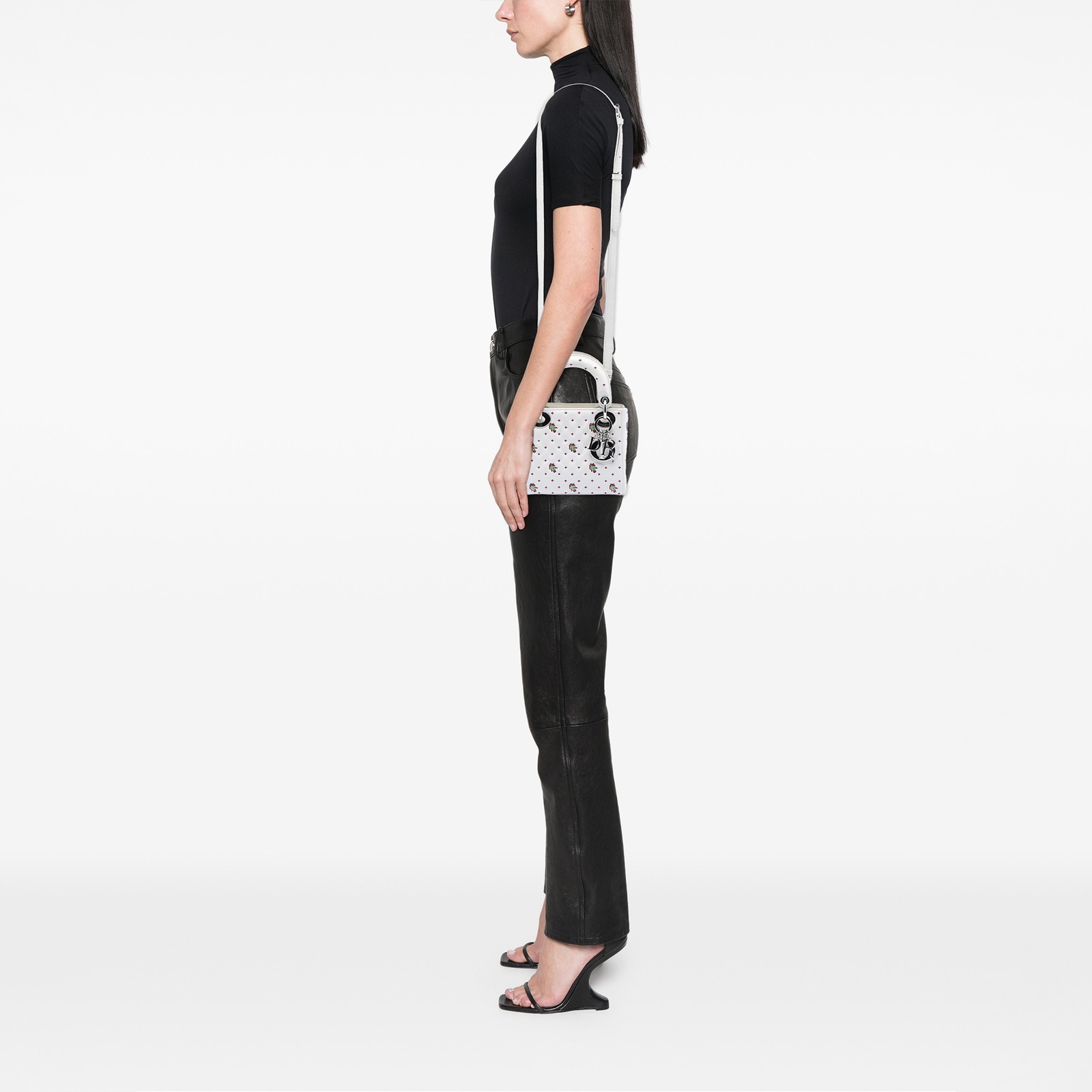 Authenticated Dior Mini Embroidered Calfskin Lady… - image 7