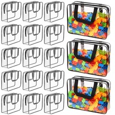 18-Pack Clear PVC Toy Storage Bags w/ Labels - Waterproof, Durable, Space-Saving