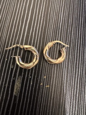 14K Gold gedrehte Creolen 2,28 g 3/4'' gestempelt mit B in einem Kreis Herstellermarke