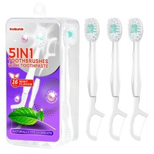 Malisseladi Disposable Toothbrush, 5-in-1 Mini Brush 1 Pack, Mint