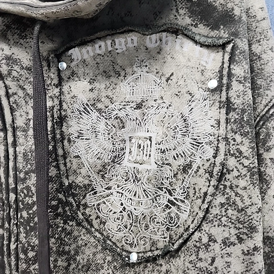 Sudadera con Capucha Indigo 30 Negra Tye Dye Eagle Design Cremallera Completa Y2K NUEVA Stock Antiguo 4XL CL09 Foto 2 de 4