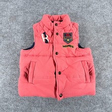 Ralph Lauren Puffer Vest Kids M 8-10 Orange Quilted Embroidered Patch Outdoor