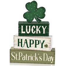 4 Pcs St. Patrick's Day Decorations Shamrock Wooden Signs Green Irish Tabletop