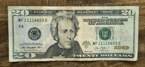 Series 2013 $20 Dollar Bill Quad 1111's  2 Pairs 99.08% Coolness MF 11116655 E