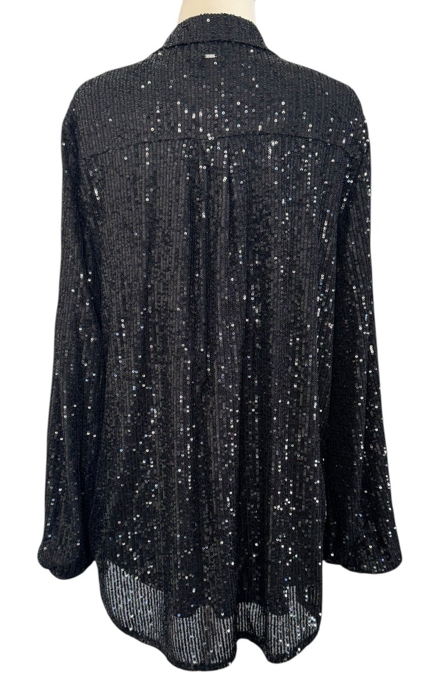 GUESS Sequin Button Up Collared Boyfriend Holiday… - image 8