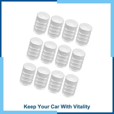12 Pcs Car Tire Valve Dust Cap Wheel Valve Cover Aluminium Alloy Silver Tone New