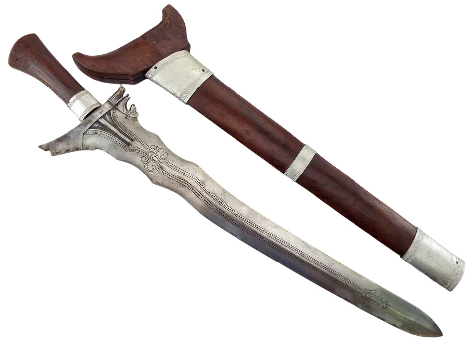 インドネシア伝統武器 クリス（Keris）古式／波刃／木製鞘付き ANTIQUE INDONESIAN PHILIPPINE WARRIORS KRIS KERIS SWORD, UNIQUE