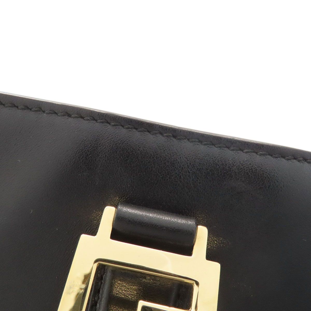 FENDI Logo Handbag Leather Black Women From Japan thumbnail 16