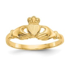 10k Yellow Gold Polished  Satin Claddagh Ring Size 7 for Women 1.38gm