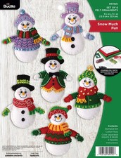 Bucilla Felt Applique 6 Piece Ornament Making Kit, Snow Much Fun, Perfect for DI