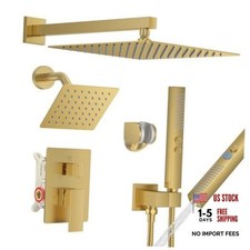 Shower Faucet Set, Wall Mounted Rainfall Shower System 12" 6" Dual Shower