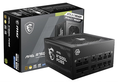 MSI MAG A750GL PCIE5, Fully Modular Compact Gaming 750W Power Supply