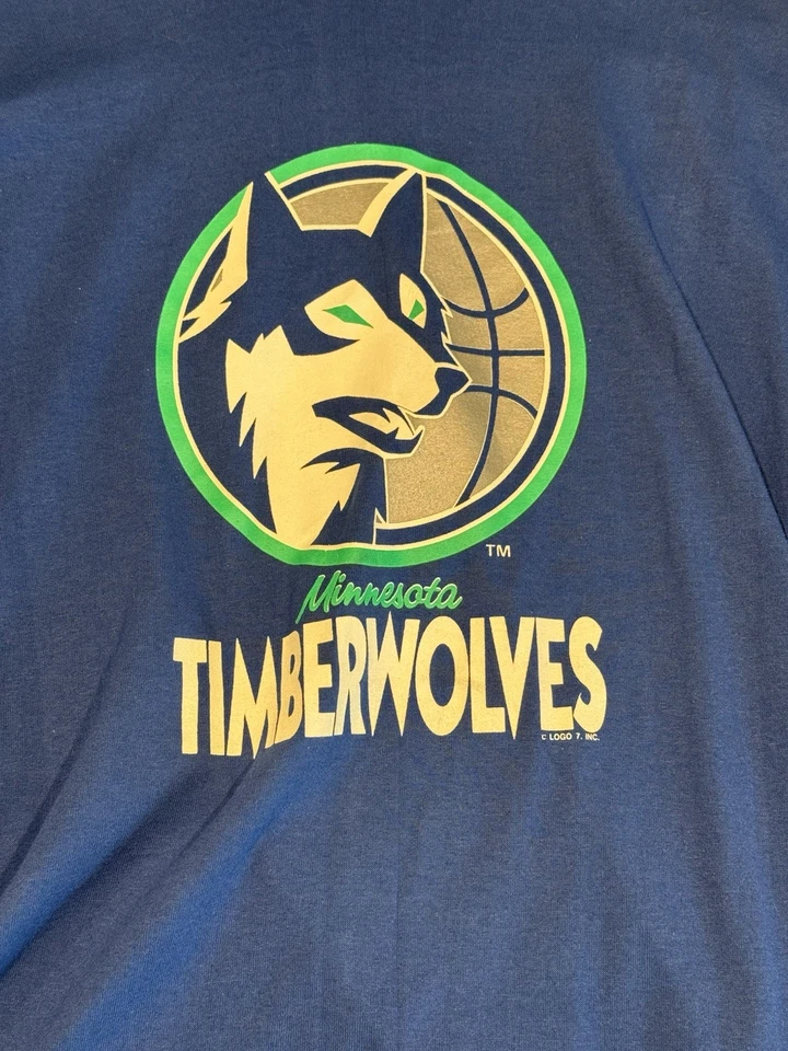 Vintage Minnesota Timberwolves T-shirt Logo 7 XL Single Stitch (fits like Large) - Image 2 of 4