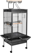 68" Playtop Parrot Cage with Rolling Stand, Wrought Iron Bird Cage for Cockatiel