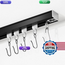 Somins Curtain Track Ceiling Curtain Track Roller Hooks Ceiling Mount Rail Set