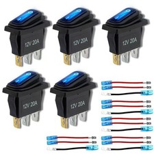 12V Rocker Switch Waterproof 5 PCS -12 Volt Toggle Switch with 3 20Cm Detachable
