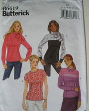 Butterick Sewing Pattern 6419 Blouse Top Shirt Collar Bow Misses Size 14-22 UC