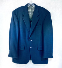 Vintage Oscar De La Renta Blazer Mens 40R Blue Wool Blend Sport Coat Jacket 90s