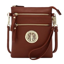 Small Multi Zipper Pockets Crossbody Bag with Detachable Wristlet Red