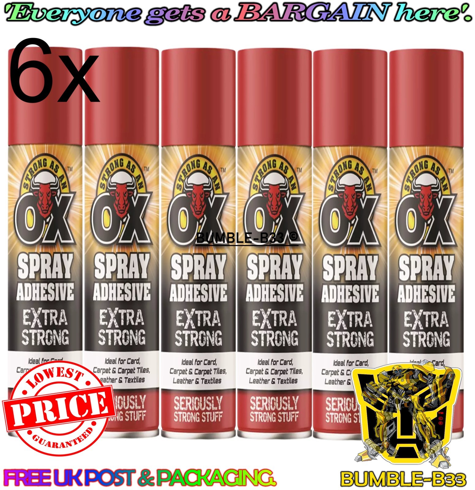 4 x EXTRA STRONG SPRAY ADHESIVE GLUE 500ML HEAVY DUTY FOR CARPET TILE FABRICS - Image 17