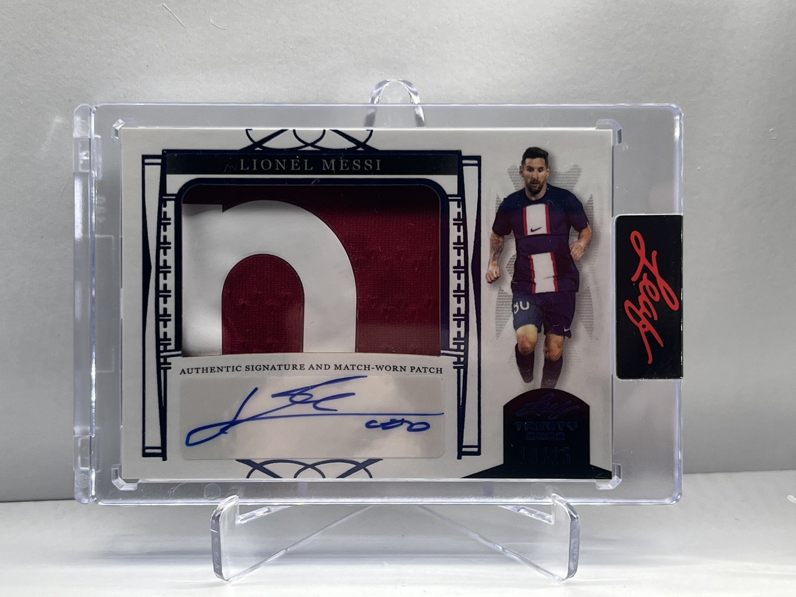 2022 Leaf Lionel Messi Patch Auto 10/15 Jersey Number Game Worn Sick Patch!🔥