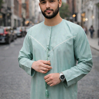 Herren Jungen bestickt Designer Jubba Muslim Thobe Qualität Dubai arabisch UK