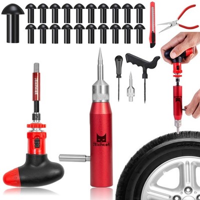 Richcat Tubeless Tire Puncture Repair Kit with Mushroom Plug, Repairs...