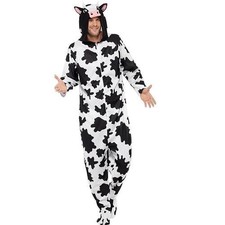 Smiffys Cow Costume, Black & White with Hooded All in One