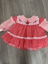 Bryan Vintage Baby Dress 3-6 Mo. Christmas Holiday Red Floral Lace USA