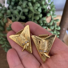 Vtg 2 Collar Tips Cowgirl Square Dancer Gold ...