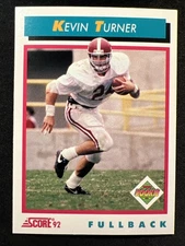 1992 Score: NFL-'92 Rookie #495 Kevin Turner (RC)/Patriots/Alabama/FB 🏈🐷🏈