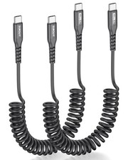 SUNGUY Coiled USB C to C Cable, 2Pack 4FT Recommended Stretch 4FT, Black