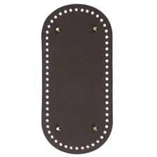 Oval PU Leather Bag Bottom Shaper with Holes & Nails 9.8x4.7 Inch Dark Brown