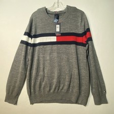 Tommy Hilfiger Men's Size L Sweater Gray NWT's Logo Shoulders