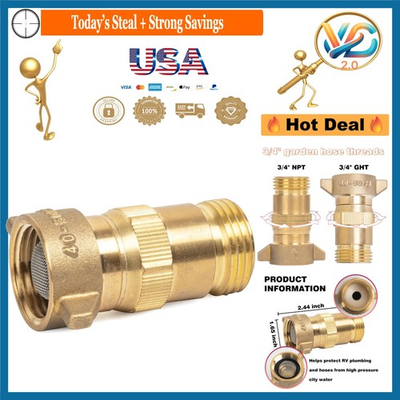 #ad #ad Brass RV Water Pressure Regulator with Filter Screen 40 50 PSI for Campers $16.74
