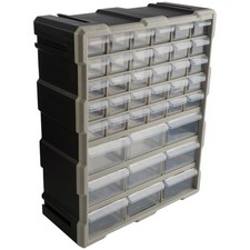 39-Drawer Plastic Small Parts Organizer Desktop or Wall Storage Drawers, Black