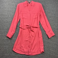 Express Long Sleeve Shirt Dress Belted Small Pink Casual Career