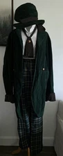 Mad Hatter Character Adult Dark Green Full Costume 5 Pc Set Alice in Wonderland