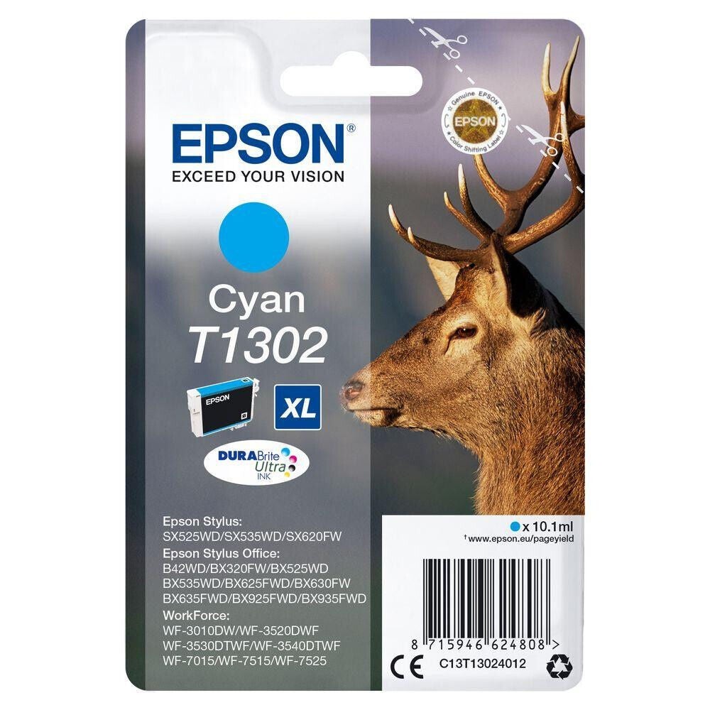 Epson Cyan C13t13024012/T1302 Ink Cartridge Xl. 765 Pages 10.1Ml For E - Image 3