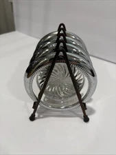 Vintage Park Sherman Coasters, Beaded Silver Color, Set of 4, MCM, Swirl Bottom