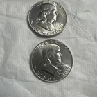 (2) 1950-p Franklin Half Dollar Gem BU Silver  bright