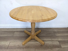 DINING TABLE Small Round Oak Extendable Drop Leaf Pedestal Base FREE DELIVERY