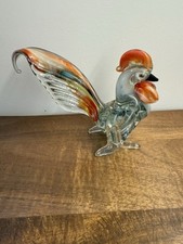 Vintage Glass Rooster Handmade Artisan Murano Style Hand Blown Figurine 3.5 X 5  